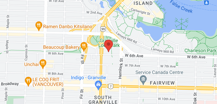 map of 310 1485 W 6TH AVENUE